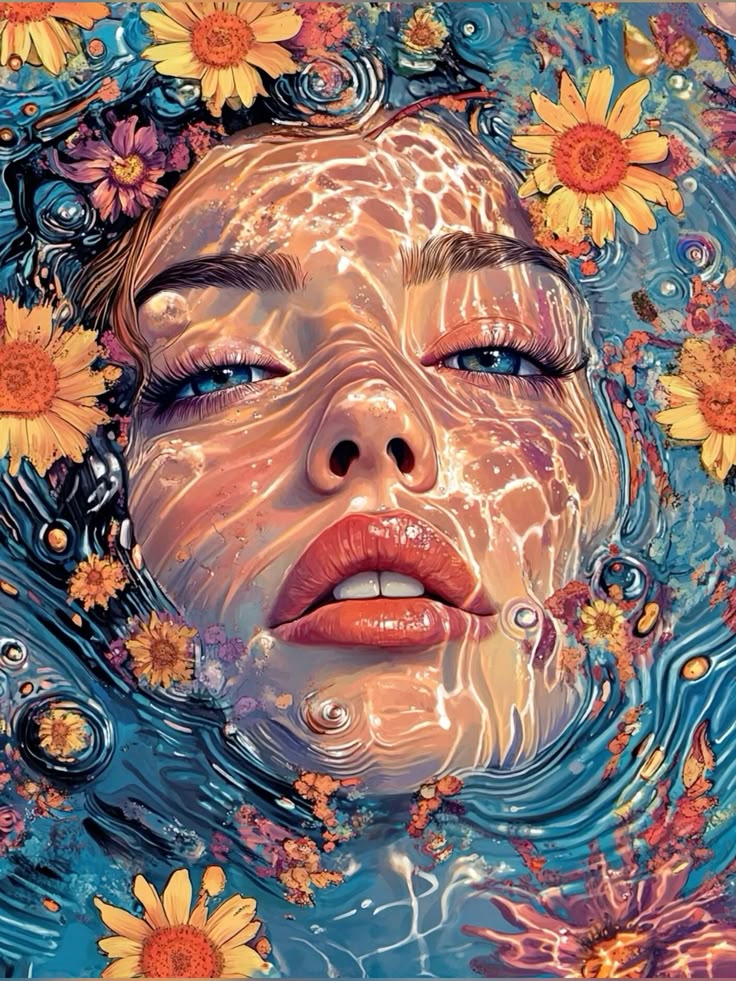 Artist painting a realistic portrait on canvas